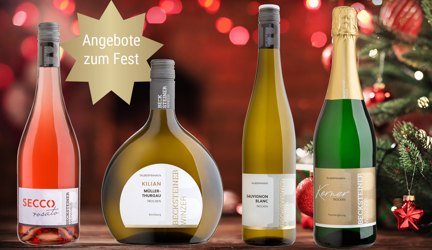 Angebote für Wein und Sekt der Becksteiner Winzer für Weihnachten und Silvester 2022